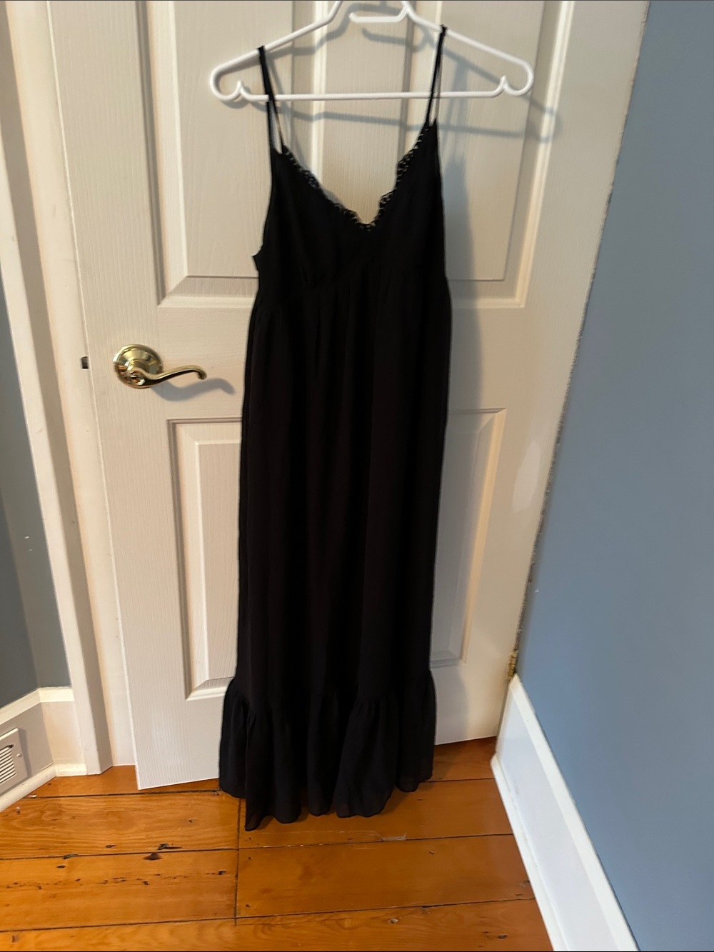 Massimo Dutti Black Lace-Trim Maxi Dress